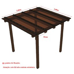 Cobertura Policarbonato Alveolar 2,00m x 3,00m - Bronze 4mm - 4