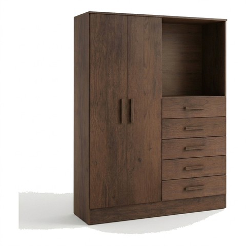 Guarda Roupa Master 2 Portas 5 Gavetas com Nicho Café Formimóveis