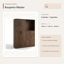 Ver imagem 5 de Guarda Roupa Master 2 Portas 5 Gavetas com Nicho Café Formimóveis
