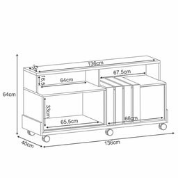 Rack Bancada Graci 1.3 Castanho/off White para Tv até 50” - Hb Móveis - 6