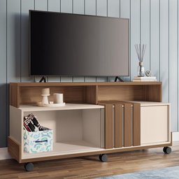 Rack Bancada Graci 1.3 Castanho/off White para Tv até 50” - Hb Móveis - 2