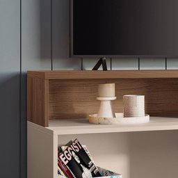 Rack Bancada Graci 1.3 Castanho/off White para Tv até 50” - Hb Móveis - 3