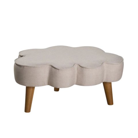 Pufe Nuvem em Linho Cinza