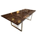 Ver imagem 1 de Mesa de Jantar Luxosa Metal Dourado Tampo Marmore Formosa