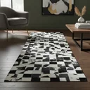 Ver imagem 1 de Tapete de Couro Passadeira Natural Preto Branco Malhado 2,00 x 0,60 m
