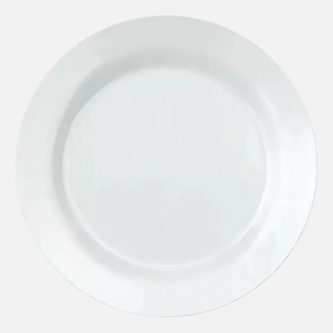 Prato Raso Menu Nadir 31 cm em Vidro Opaline Branco - Kit com 12 Unidades