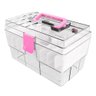 Maleta Organizadora Crippa Multiuso Maquiagem Acessórios Remédios Transparente e Rosa - 1
