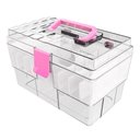 Ver imagem 1 de Maleta Organizadora Crippa Multiuso Maquiagem Acessórios Remédios Transparente e Rosa