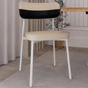 Ver imagem 6 de Kit 02 Cadeiras Estofada para Sala de Jantar Astrid Branco C01 Linho Areia Courino Preto - Lyam