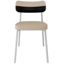 Ver imagem 2 de Kit 02 Cadeiras Estofada para Sala de Jantar Astrid Branco C01 Linho Areia Courino Preto - Lyam