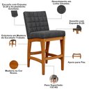 Ver imagem 6 de Kit 05 Banquetas Baixa para Cozinha Bancada Bar Sala Jantar Fixa Mila L02 Linho Chumbo - Lyam Decor