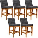 Ver imagem 2 de Kit 05 Banquetas Baixa para Cozinha Bancada Bar Sala Jantar Fixa Mila L02 Linho Chumbo - Lyam Decor