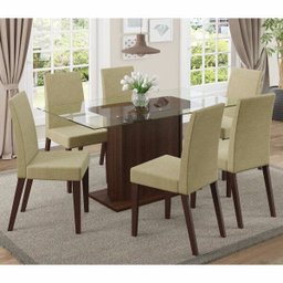 Conjunto Sala de Jantar Mesa 6 Cadeiras Carla Madesa - 1 Conjunto Sala de Jantar Mesa 6 Cadeiras Carla Madesa - 1