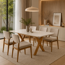 Ver imagem 2 de Mesa de Jantar Aline 160x90 cm 6 Lugares MDF Art Assentos Mel Off White