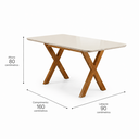 Ver imagem 3 de Mesa de Jantar Aline 160x90 cm 6 Lugares MDF Art Assentos Mel Off White