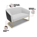 Ver imagem 3 de Sofá Namoradeira 2 Lug Industrial Dourado Stella Pto/linho Cinza D03 - D'Rossi