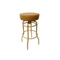 Banqueta Alta Bar Giratória Cor Dourado Fosco Assento Cor Caramelo Confortável Kit 3 Peças Poltronas - 4