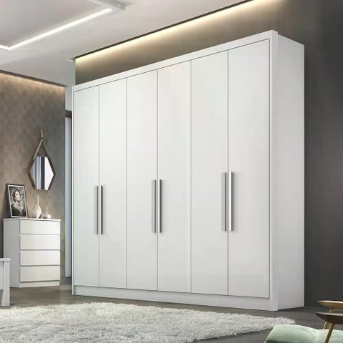Guarda Roupa Rizon 6 Portas 6 Gavetas Cor:Branco