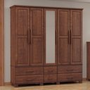Ver imagem 1 de Guarda Roupa 5 Portas 6 Gavetas Espelho Madeira Maciça 208 Cm 2253 Cafe Milani Store
