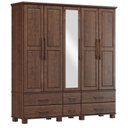 Ver imagem 2 de Guarda Roupa 5 Portas 6 Gavetas Espelho Madeira Maciça 208 Cm 2253 Cafe Milani Store