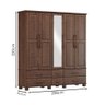 Guarda Roupa 5 Portas 6 Gavetas Espelho Madeira Maciça 208 Cm 2253 Cafe Milani Store - 4