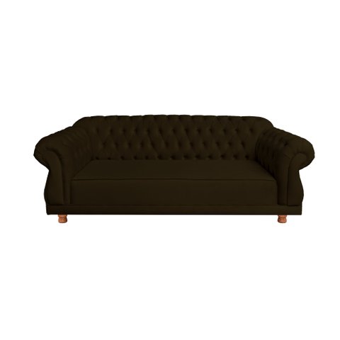Sofá Chesterfield Capitone Elisabeth Suede Amarelo 2,30cm:MARROM