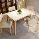 Ver imagem 4 de Conjunto Sala de Jantar Nara Kappesberg em Madeira Maciça com 4 Cadeiras Linho Areia