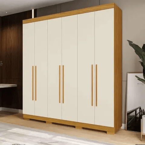 Guarda Roupa Casal Agata 6 Pts Mdp - Nature/off White 199 La - Acp