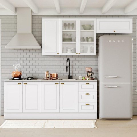 Cozinha Compacta De 4 Peças C/ Aéreo Para Geladeira Branco