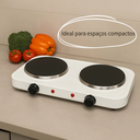 Ver imagem 1 de Fogareiro Elétrico Portátil 2 Bocas 127v Controle de Temperatura Fogão Mesa Cooktop Camping Kitnet