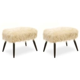 Kit 2 Puff Banqueta Talim Pelúcia Nude Deluss - 1 Kit 2 Puff Banqueta Talim Pelúcia Nude Deluss - 1