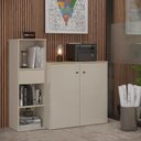 Ver imagem 1 de Conjunto de Escritório 2 Peças Noruega Office Livreiro e Aparador Buffet - Via Nossa - Off White