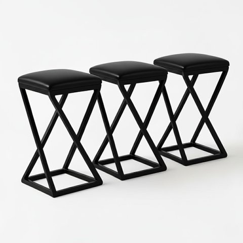 Kit 3 Banco Banqueta 80 Cm Alta Bancada Gourmet Bistrô Corino:preto