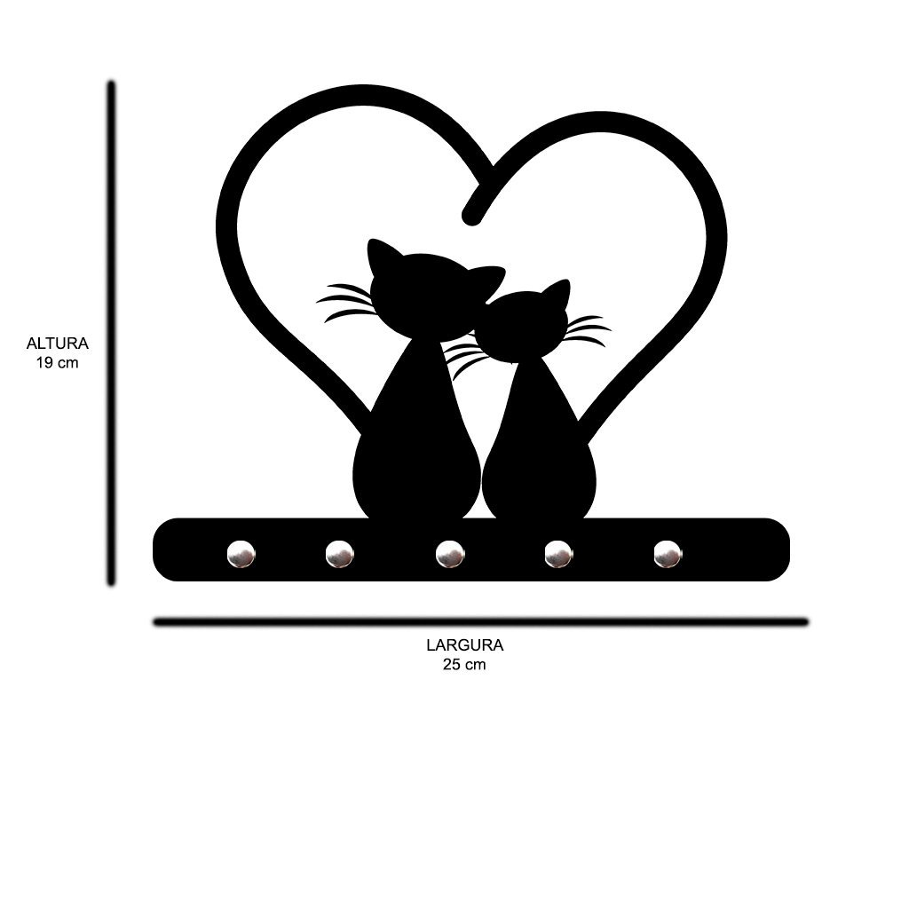 Porta Chaves de Parede 6mm Pet Love Decorativo em MDF:PRETO - 3