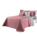 Ver imagem 2 de Kit Cobre Leito Colcha Cama Queen 8 peças Dupla Face Paris:Rose/Cinza