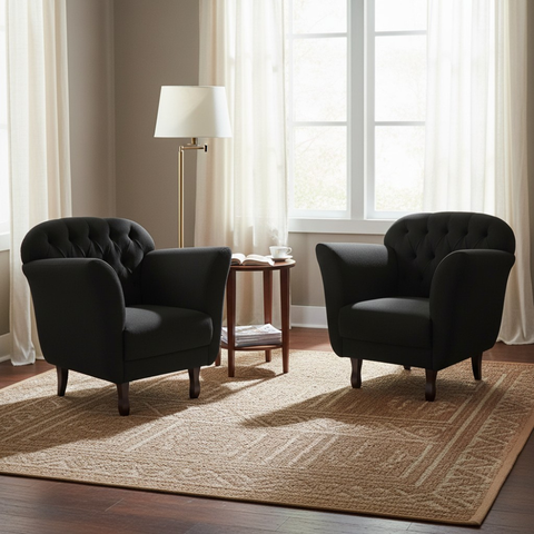 Kit 2 Poltronas Decorativa Dália Bouclé Preto