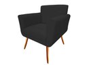 Ver imagem 3 de Kit Namoradeira + 1 Poltrona Decorativa Sabrina Couro Preto Pés Madeira Mz Decor