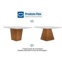 Ver imagem 5 de Mesa de Sala Jantar Luna C/ Tampo 90x90cm Madeirado Vidro Canto Curvo - Imbuia/ripado 3d/off White