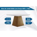 Ver imagem 3 de Mesa de Sala Jantar Luna C/ Tampo 90x90cm Madeirado Vidro Canto Curvo - Imbuia/ripado 3d/off White