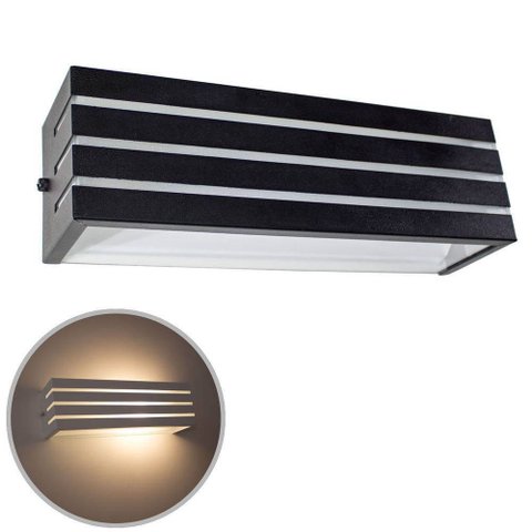 Arandela Frisada 30cm + Lâmpada Led 15w 3000k Luminária Preta