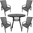 Ver imagem 1 de Conjunto Lótus Mesa 90cm 4 Cadeiras Tela Aluminio Preto Área Externa e Jantar