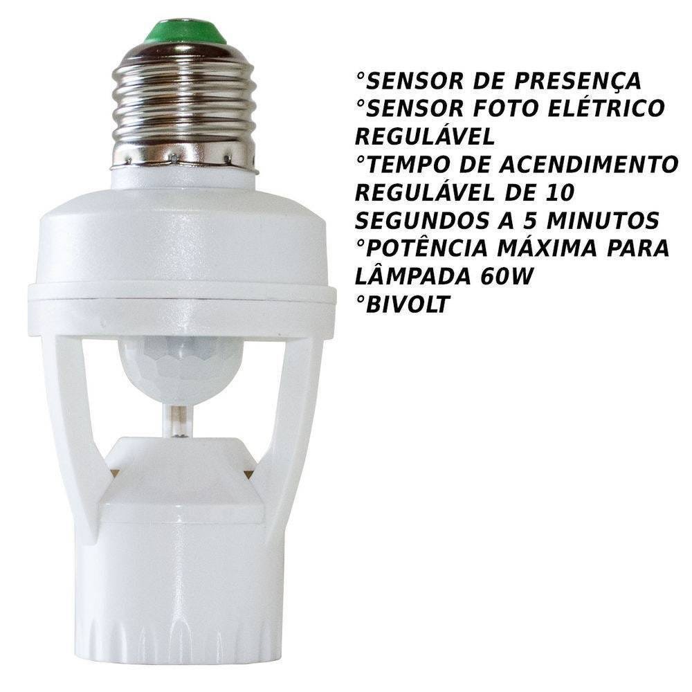 Soquete Infra Sensor Fotocelula Dia e Noite e Presença Regulável para Lâmpada E27 - 3