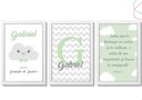 Ver imagem 4 de Kit com 3 Quadros Decorativos Infantil Nuvem Verde C/moldura: Pinus