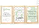 Ver imagem 1 de Kit com 3 Quadros Decorativos Infantil Nuvem Verde C/moldura: Pinus
