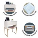 Ver imagem 4 de Kit 2 Mesas Cabeceira Industrial 40cm Off White Gaveta Superior Eco Base Metal Dourado Lateral Cama