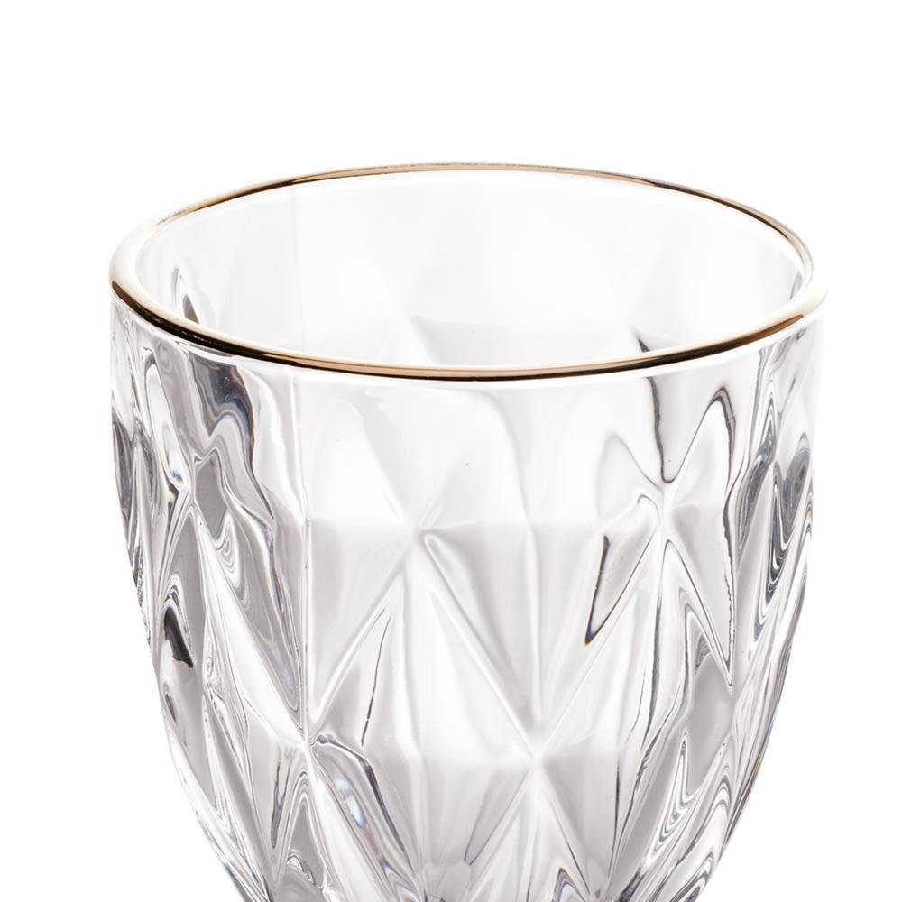 Taça de Vidro Diamond Transparente Fio de Ouro 325ml 1 Peça - Lyor - 2