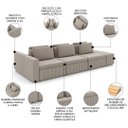 Ver imagem 3 de Sofá Ilha e Puff Sala Living 365cm Siesta M22 Veludo Bege - Mpozenato