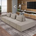 Ver imagem 2 de Sofá Ilha e Puff Sala Living 365cm Siesta M22 Veludo Bege - Mpozenato