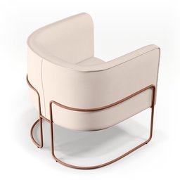 Kit 02 Poltronas Decorativas Fixa Base de Aço Cobre Betina D02 Veludo Bege B-309 - Lyam Decor - 7