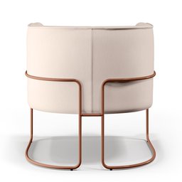 Kit 02 Poltronas Decorativas Fixa Base de Aço Cobre Betina D02 Veludo Bege B-309 - Lyam Decor - 8